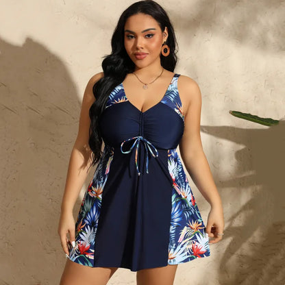 🩱Fato de banho feminino estampado sem mangas com decote em V🏖️