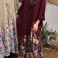 Ramo de senhora com flores, vestido solto de linho