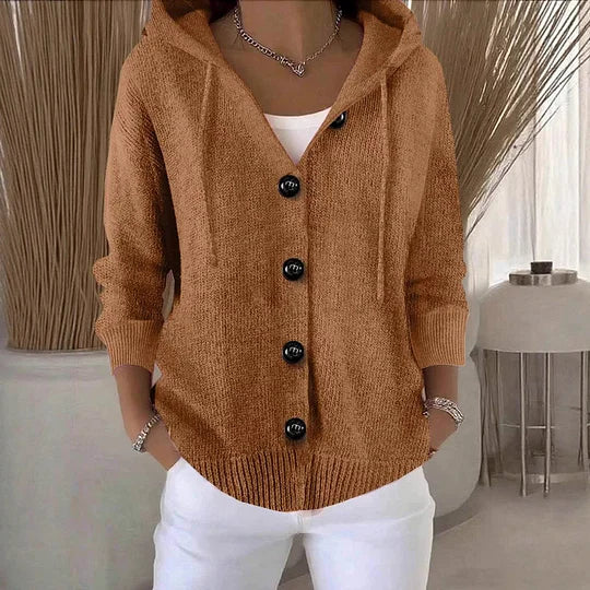 Cardigan de manga comprida para mulher em cor sólida