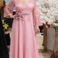 Vestido de noite com estampado floral 3D