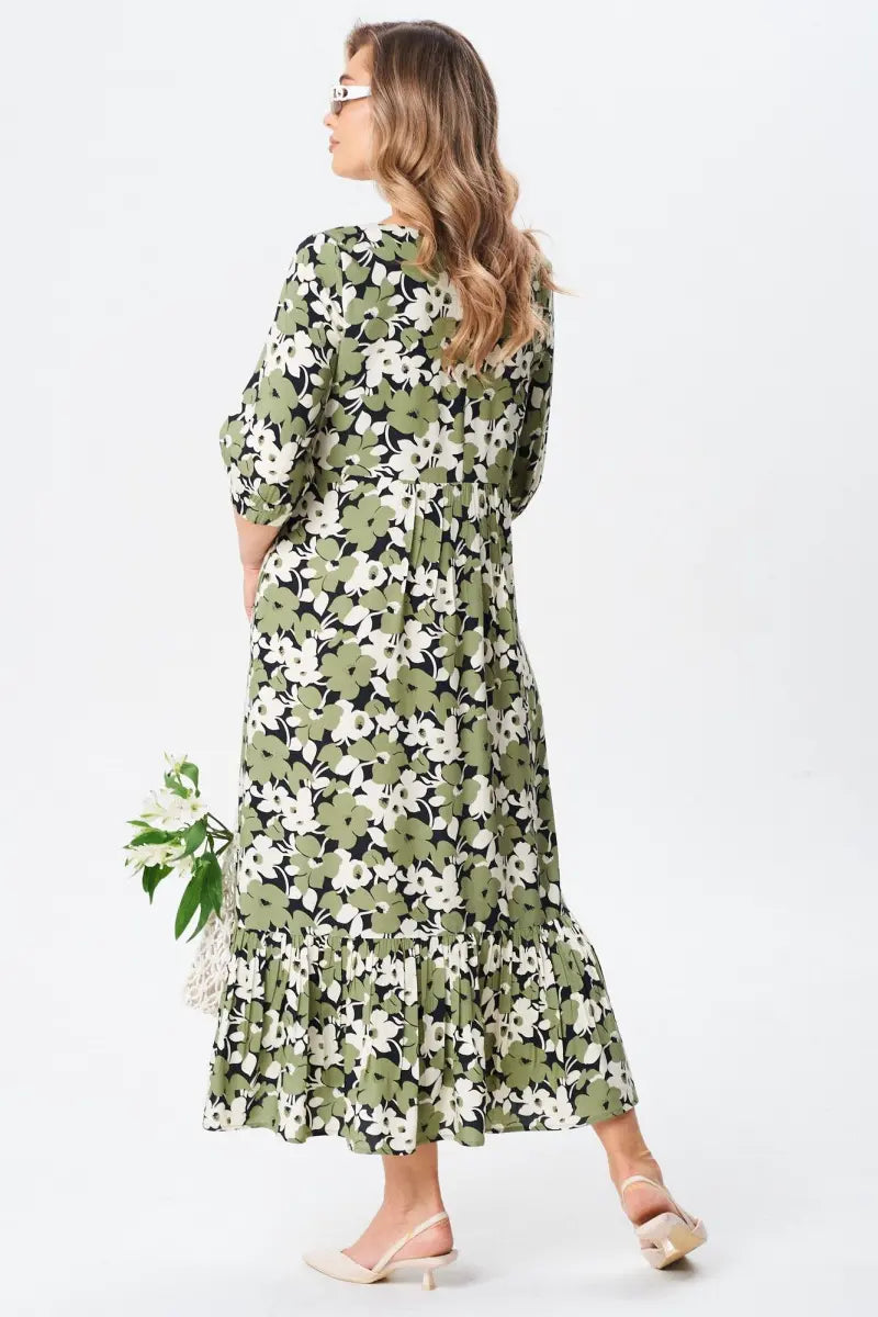 Vestido verde com flores