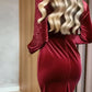 Vestido sexy de veludo com decote em V