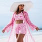 Fato de banho estampado de 3 peças - Moda praia elegante e sexy