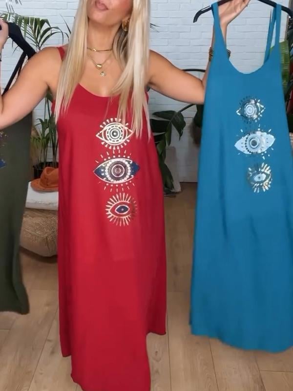 Vestido feminino com alças e decote redondo