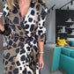 Vestido casual para mulher com estampa de leopardo