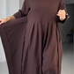Vestido de mulher castanho da moda com fivela na cintura