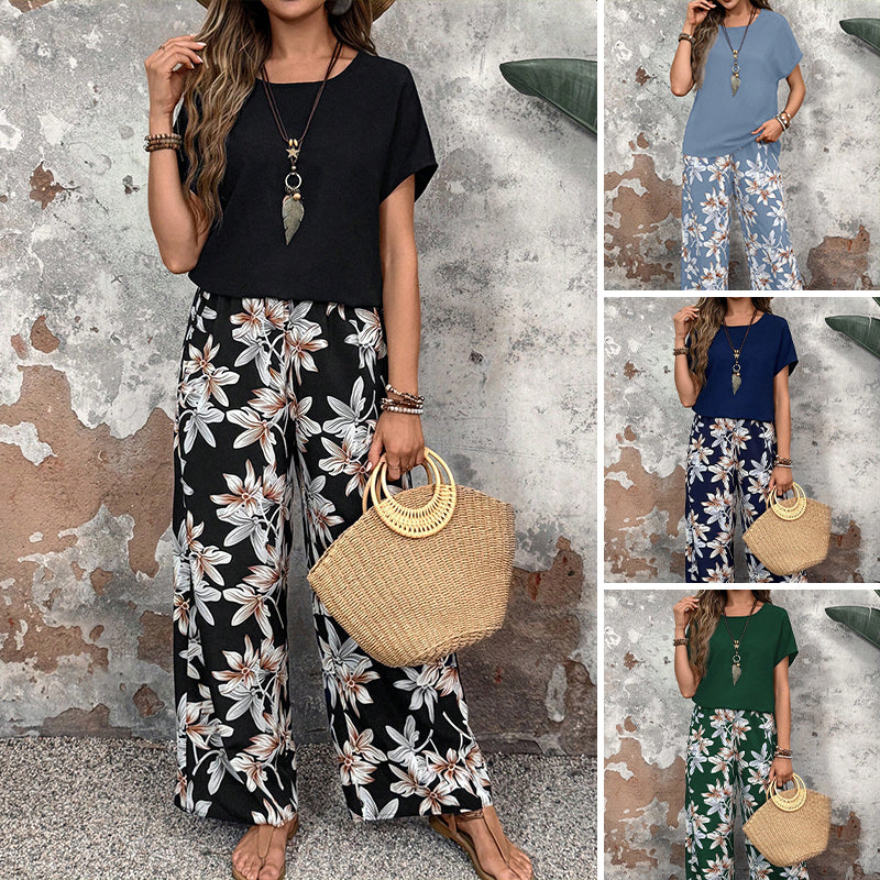 🌹Conjunto casual de senhora de duas peças com estampado