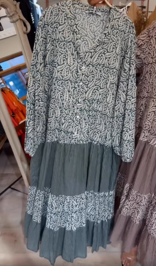 Vestido de verão retro com gola redonda