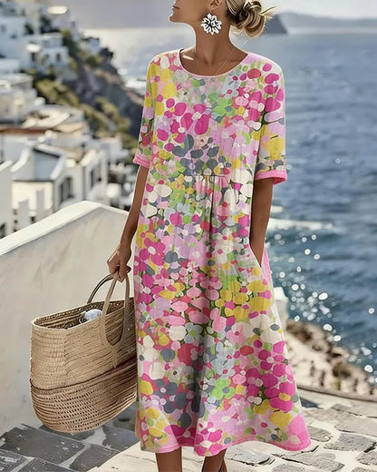 Vestido estampado com bainha solta