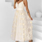 Vestido comprido de tule com alças finas