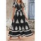 Vestido comprido casual estilo boho com decote em V