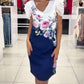 Vestido floral com decote em V