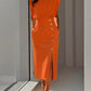 Vestido midi de cor sólida 2025