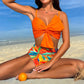 Conjunto de biquíni para menina com cintura alta e laço