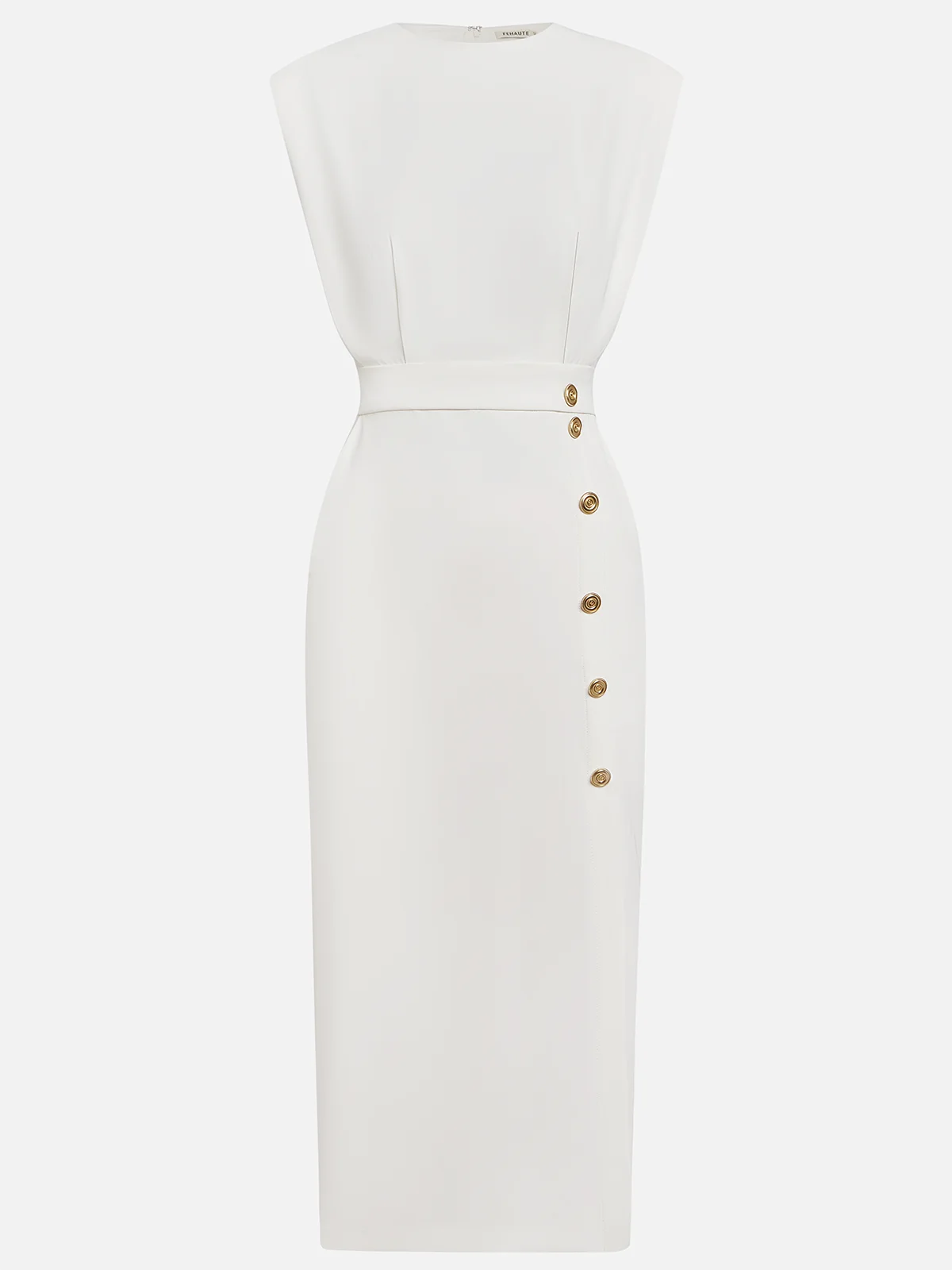 Vestido midi de cor sólida 2025