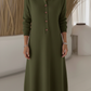 Vestido midi clássico de malha lisa com botões