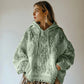Sweatshirt casual para mulher com capuz e estampa floral bordada