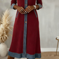 Vestido midi casual de bombazine com patchwork de ganga e corte A
