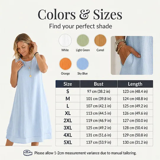 Vestido de mulher de algodão sem mangas com folhos em camadas