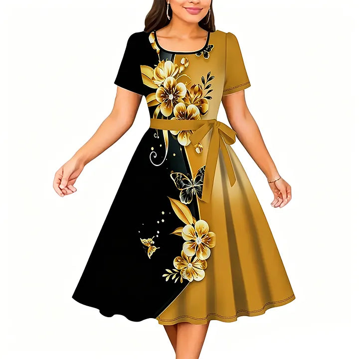 😍✨Vestido feminino evasé com estampado floral🌺👗