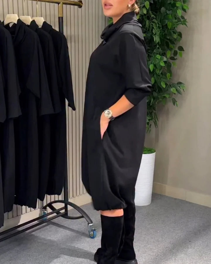 Vestido feminino da moda com decote em bico