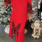 Vestido casual de menina solto com estampado de borboletas e strass, decote redondo