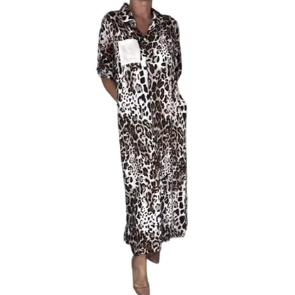 Vestido camiseiro para mulher com estampa de leopardo