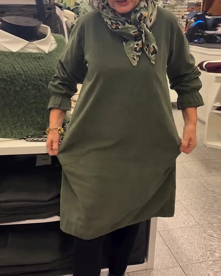 Vestido de mulher solto de mangas compridas em tamanho grande