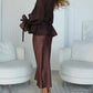 Conjunto de vestido camisa transparente e cinto