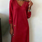 Vestido camisola com decote em V da moda