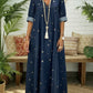 Vestido casual em denim 100% algodão com estampado de estrelas douradas