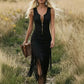 ✨ Vestido vintage justo e sem mangas em estilo Western — Bainha com franjas, fecho frontal, estilo cowgirl.