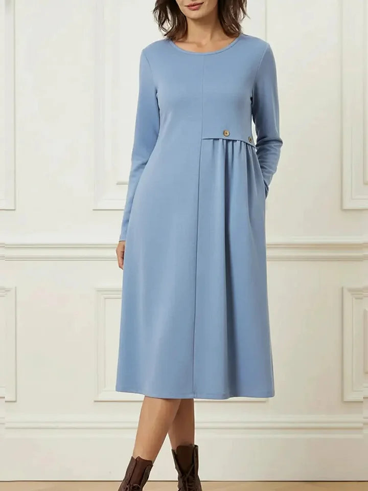 Vestido de mulher confortável de algodão com mangas compridas