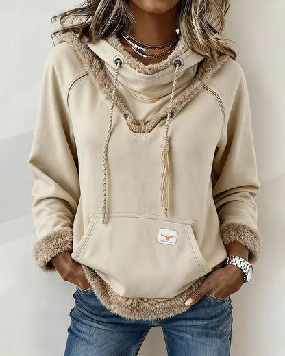 Blusa de moletão de manga comprida com recortes e bolsos