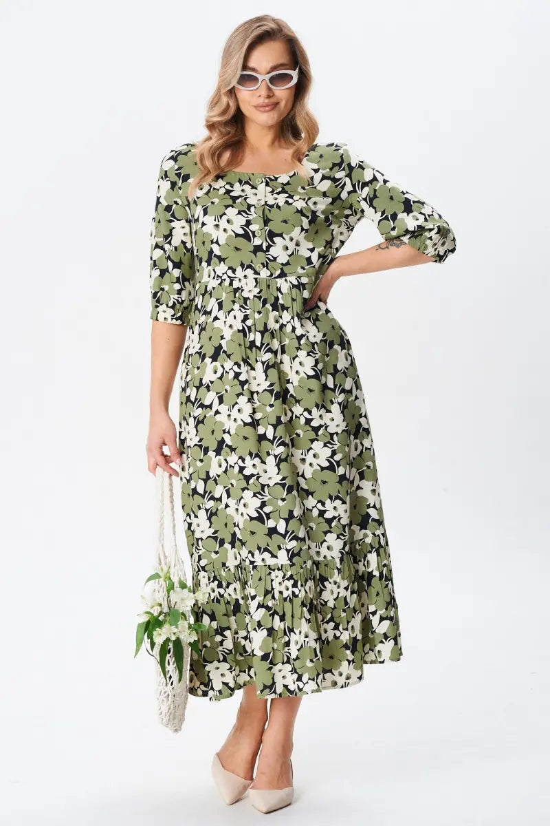 Vestido verde com flores