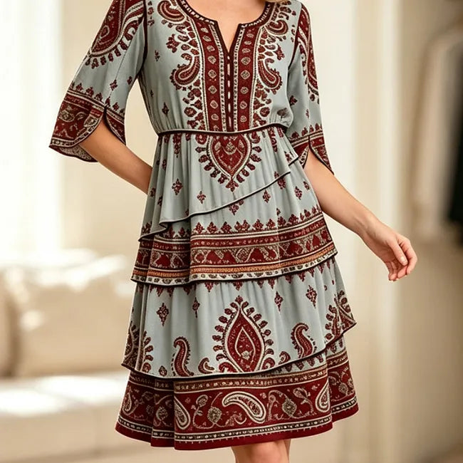 💃 Vestido de menina estilo boho com decote em V e folhos
