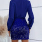 Vestido feminino sexy com decote em V e lantejoulas