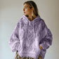 Sweatshirt casual para mulher com capuz e estampa floral bordada