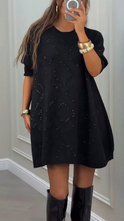 Vestido casual para mulher com gola redonda