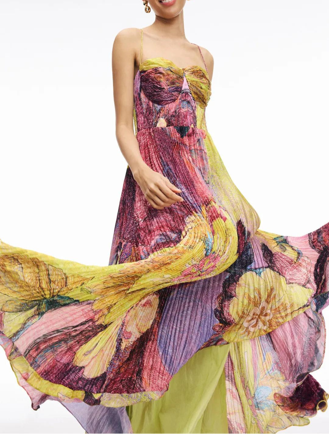 Vestido estampado de verão para menina com top tubinho