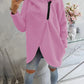 Sweatshirt de mulher com capuz de cor sólida, bolso frontal e fecho