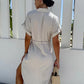 Vestido curto casual de cor sólida com laço