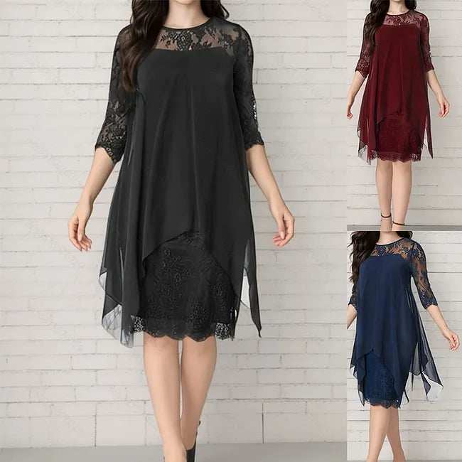 ✨Vestido de chiffon para mulher com renda