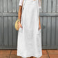 Vestido de mulher em algodão e linho com alça ajustável e bolso