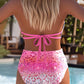Soutien de biquíni sexy com estampado halter