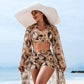 Fato de banho estampado de 3 peças - Moda praia elegante e sexy