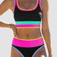 ✨Conjunto de biquíni de 3 peças colorido e desportivo, fabricado em nylon de alto contraste.