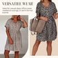 Vestido casual de mulher de manga curta e decote em V