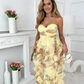 🌸🌸🌸Vestido curto com alças e corte em camadas, estilo bolo floral