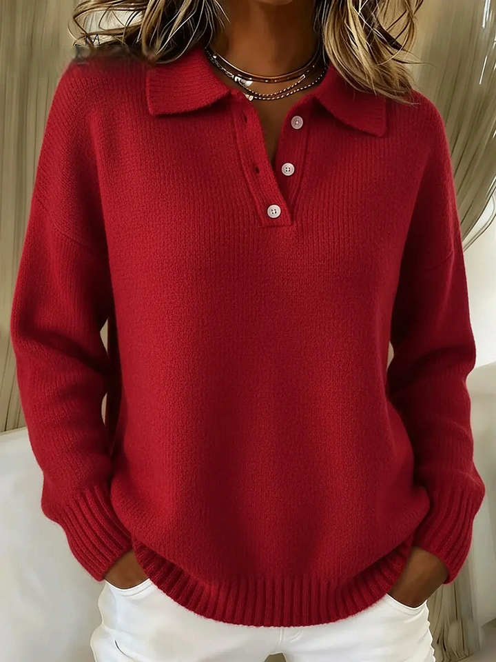 Camisola clássica de gola alta para mulher em cor sólida